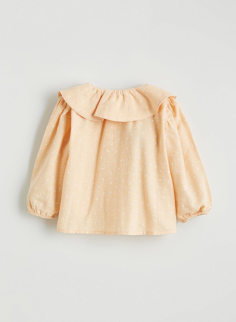 ال سي وايكيكي قميص بناتي منقط بياقة بيتر بان - Image 3